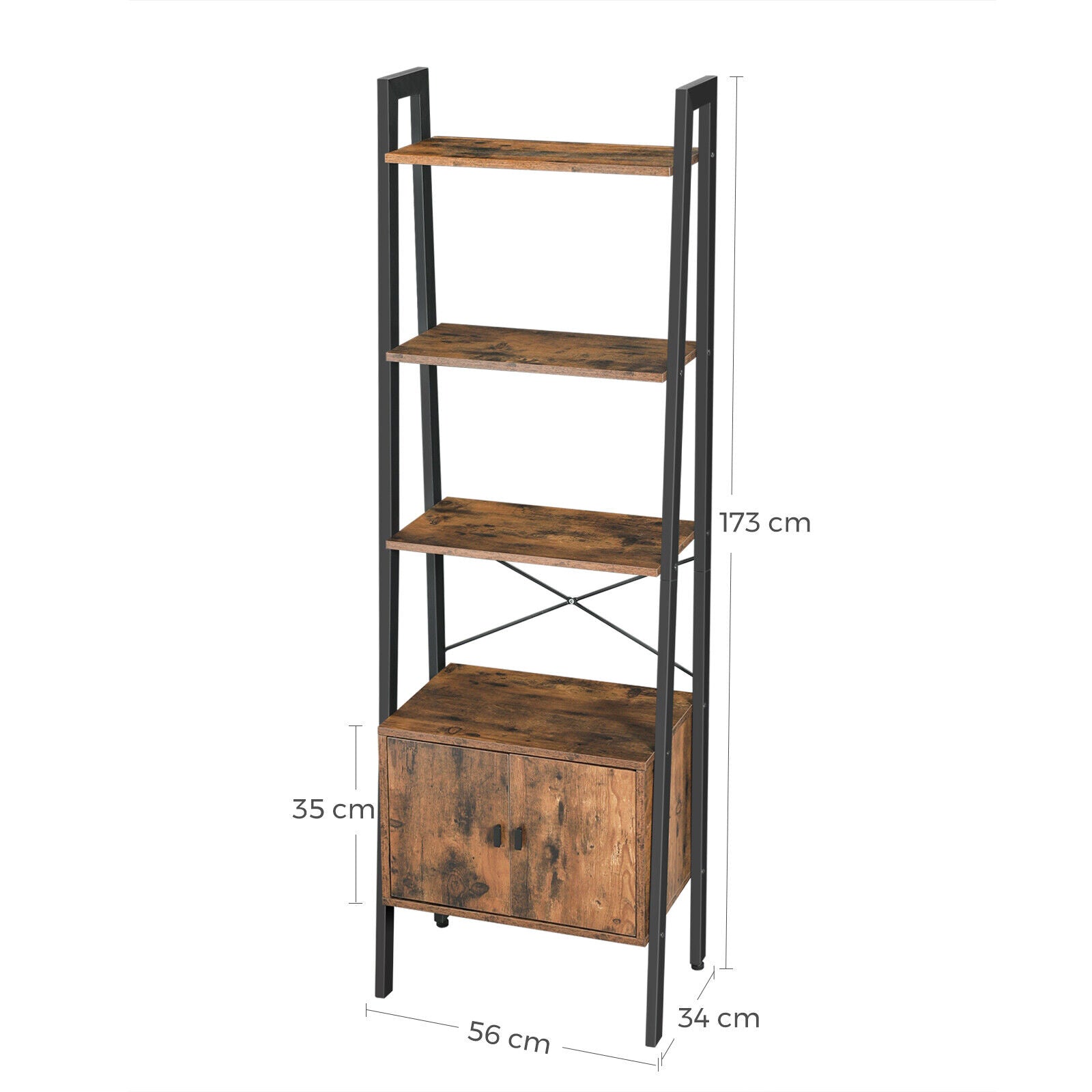 Industrial ladder shelf on sale with drawer