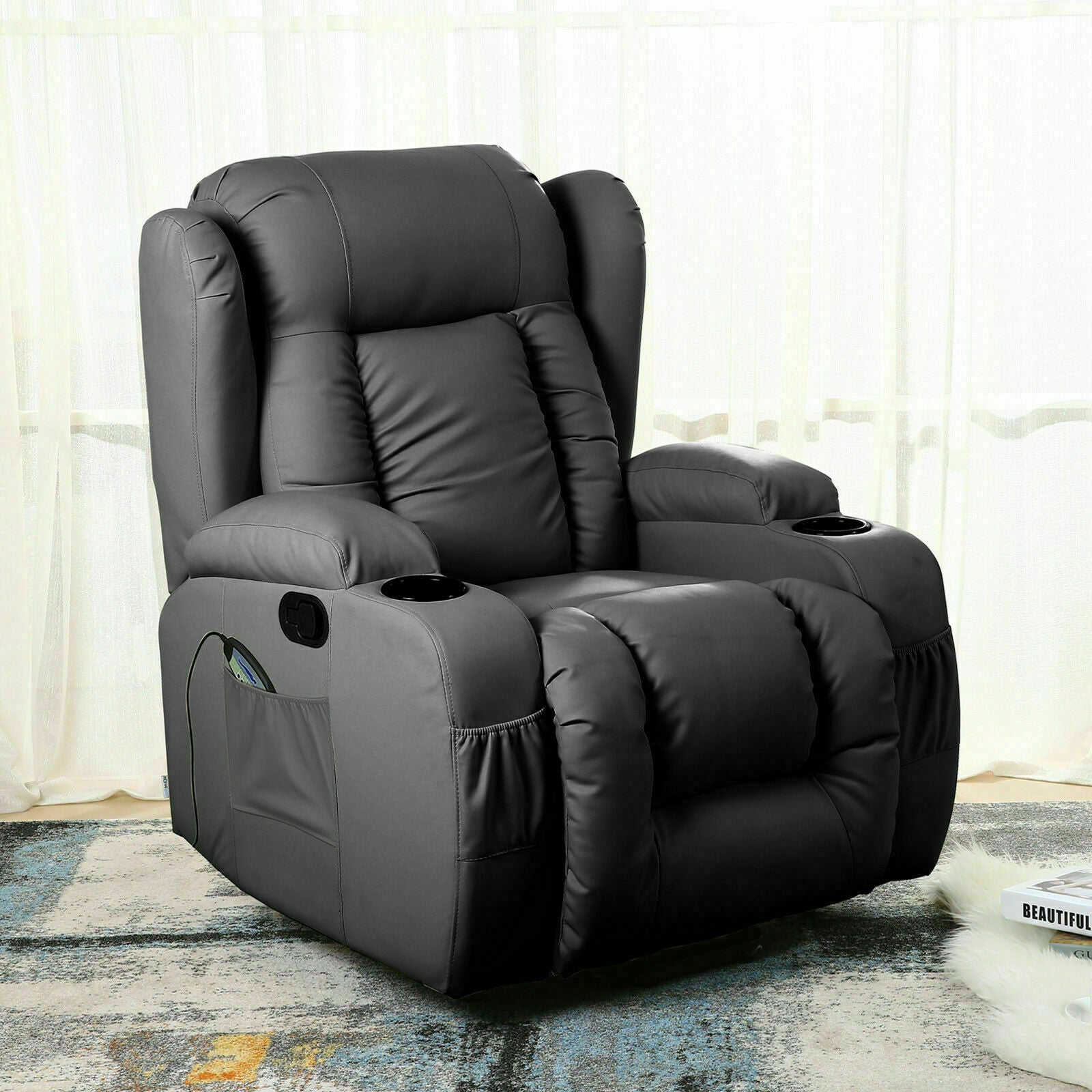 Power rocker recliner with heat 2024 and massage